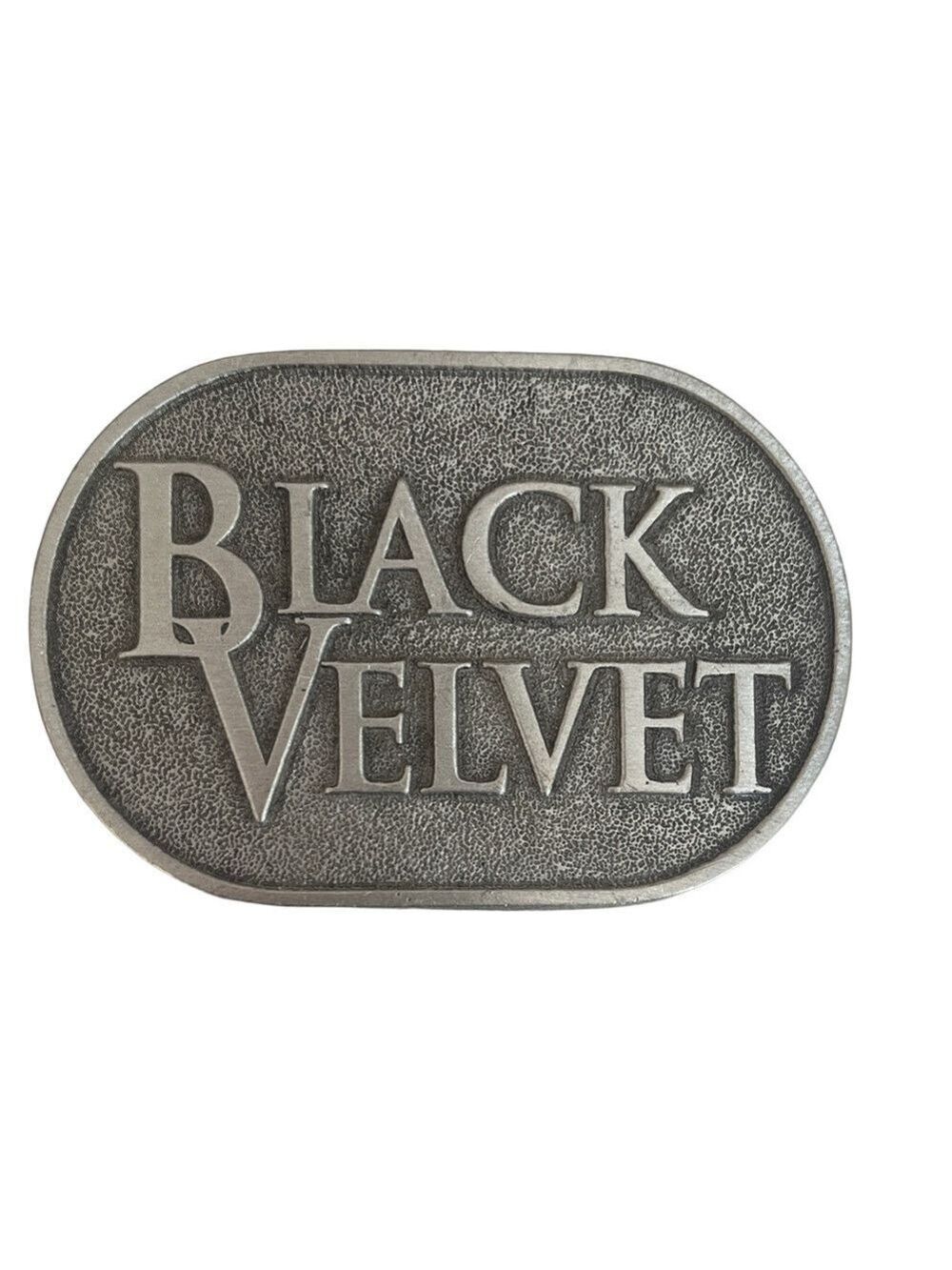 Vintage metal Black Velvet belt buckle